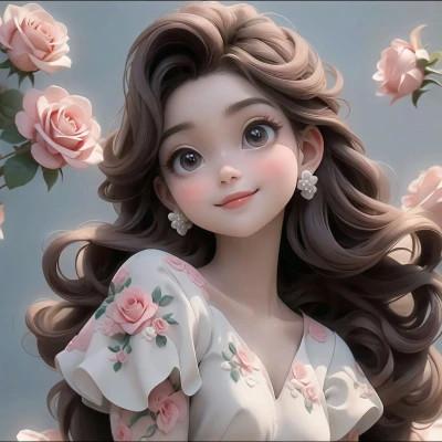 迪士尼带花AI女头图片6张，梦幻之选