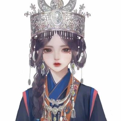 民族风插画头像手绘女生