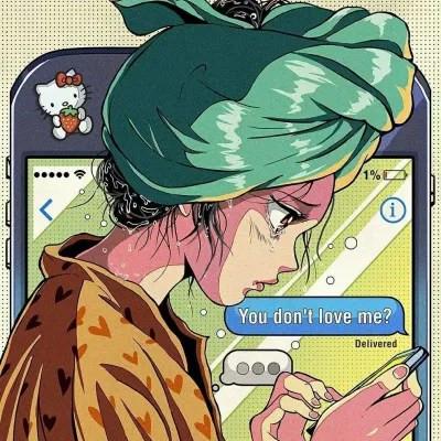 插画旧漫风格女生头像图片高清