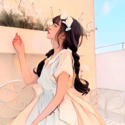 女生高级感插画头像图片