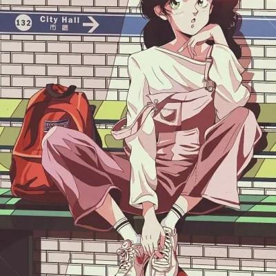 插画旧漫风格女生头像图片高清