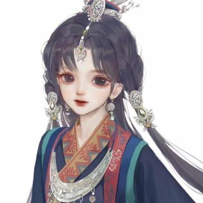民族风插画头像手绘女生
