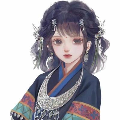 民族风插画头像手绘女生