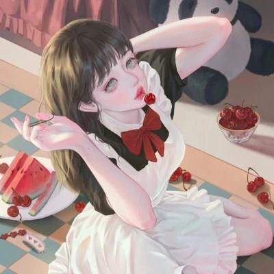 女生高级感插画头像图片