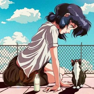 插画旧漫风格女生头像图片高清