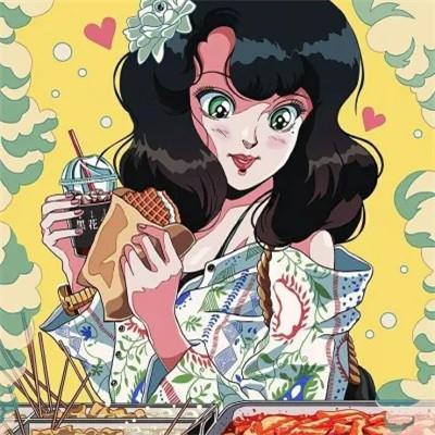 插画旧漫风格女生头像图片高清