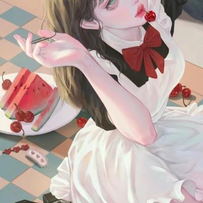 女生高级感插画头像图片