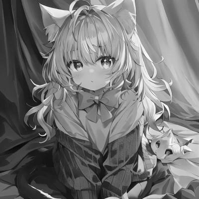 高质量漫画风黑白女漫头103张