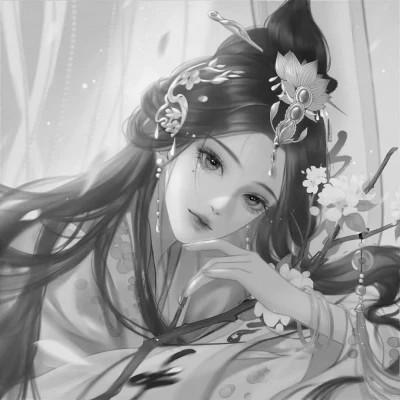 高质量漫画风黑白女漫头103张