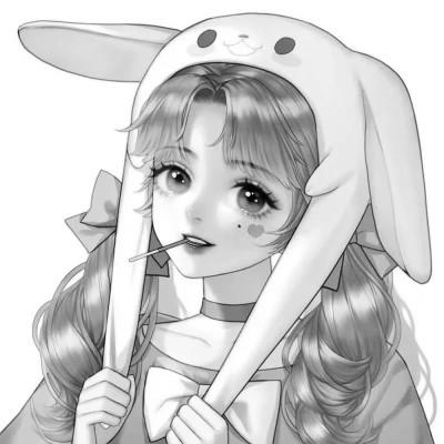 高质量漫画风黑白女漫头103张