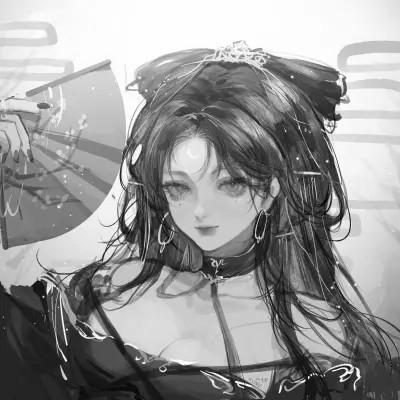高质量漫画风黑白女漫头103张