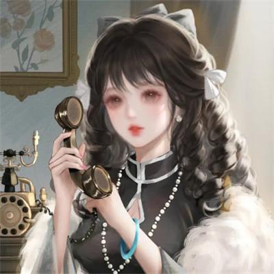 手绘民国复古打电话女生头像图片