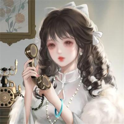 手绘民国复古打电话女生头像图片