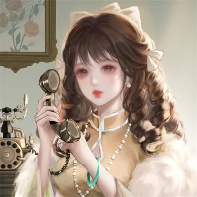 手绘民国复古打电话女生头像图片
