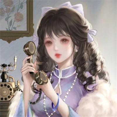 手绘民国复古打电话女生头像图片