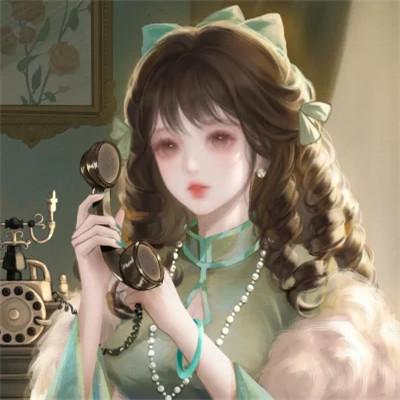 手绘民国复古打电话女生头像图片