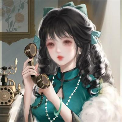手绘民国复古打电话女生头像图片