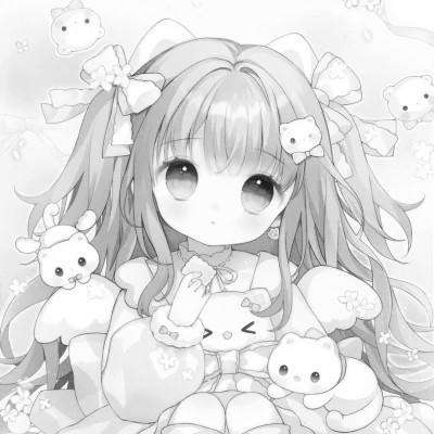120张微信头像黑白漫画女生可爱图片