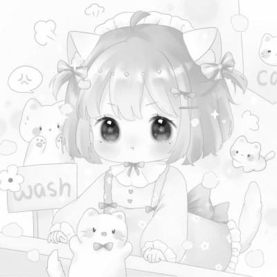 120张微信头像黑白漫画女生可爱图片
