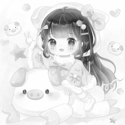 120张微信头像黑白漫画女生可爱图片