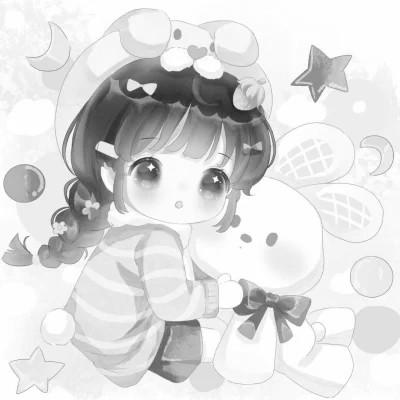 120张微信头像黑白漫画女生可爱图片