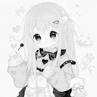 120张微信头像黑白漫画女生可爱图片