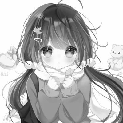 120张微信头像黑白漫画女生可爱图片