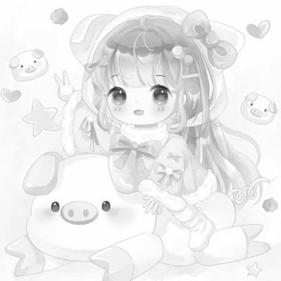120张微信头像黑白漫画女生可爱图片