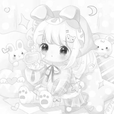 120张微信头像黑白漫画女生可爱图片