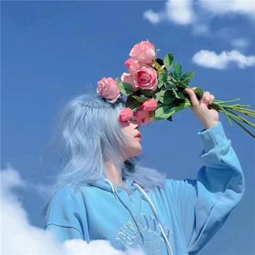清新蓝色文艺一男一女情头图片