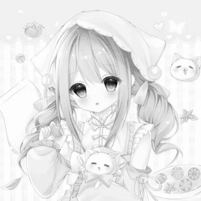 120张微信头像黑白漫画女生可爱图片