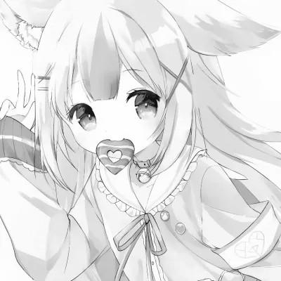 120张微信头像黑白漫画女生可爱图片