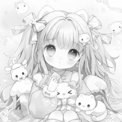 120张微信头像黑白漫画女生可爱图片