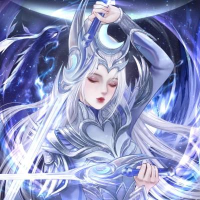 帅气穿铠甲女生拿剑动漫头像图片