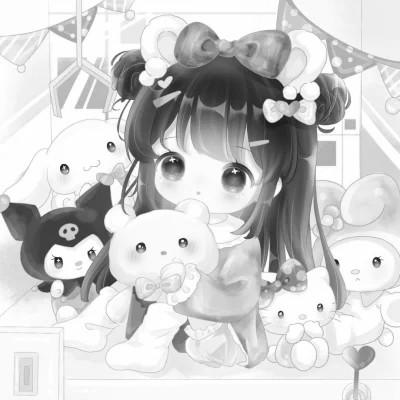 120张微信头像黑白漫画女生可爱图片