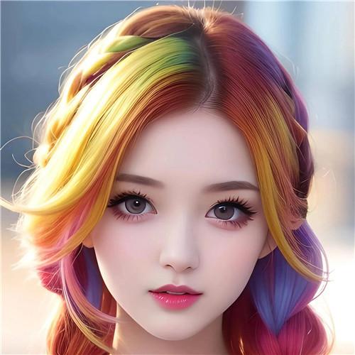 染彩色头发的超酷女生头像图片