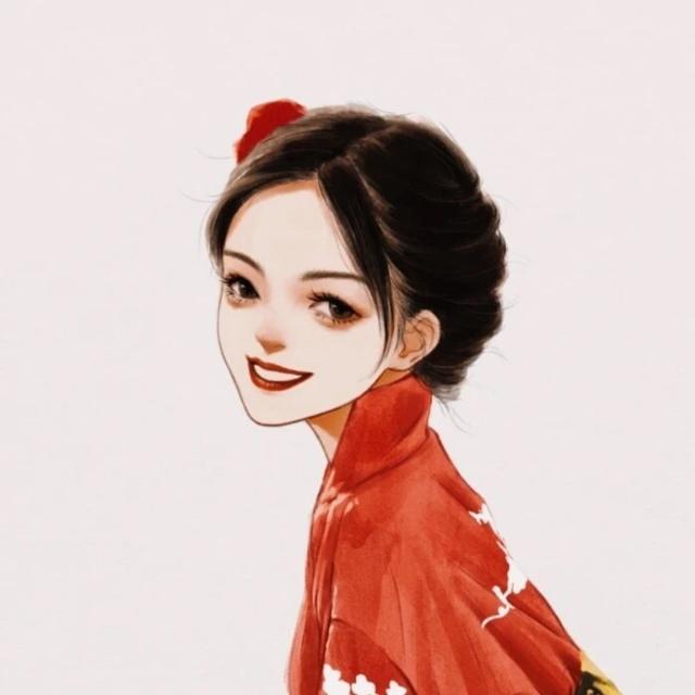 红色系甜美微笑女生头像图片
