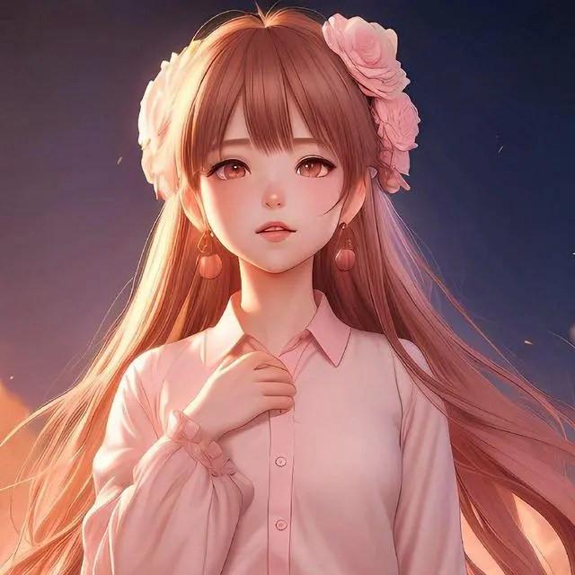 让人眼前一亮的AI绘画粉色系女生头像图片