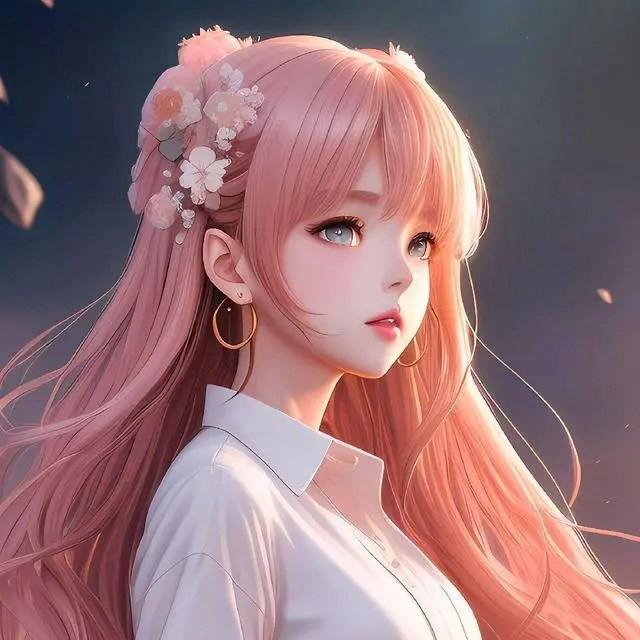 让人眼前一亮的AI绘画粉色系女生头像图片
