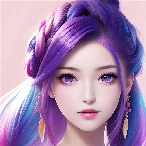 染彩色头发的超酷女生头像图片