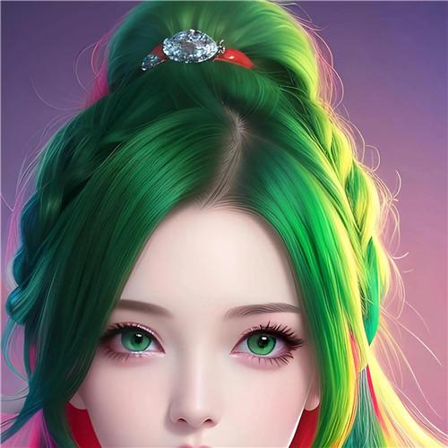 染彩色头发的超酷女生头像图片
