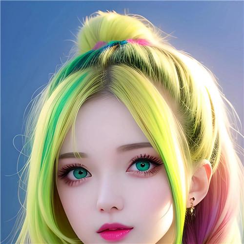 染彩色头发的超酷女生头像图片