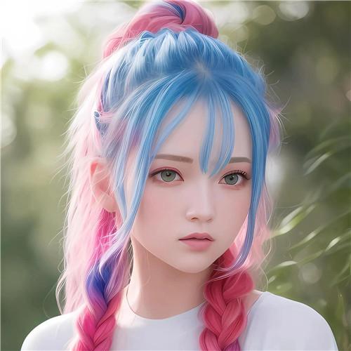 染彩色头发的超酷女生头像图片