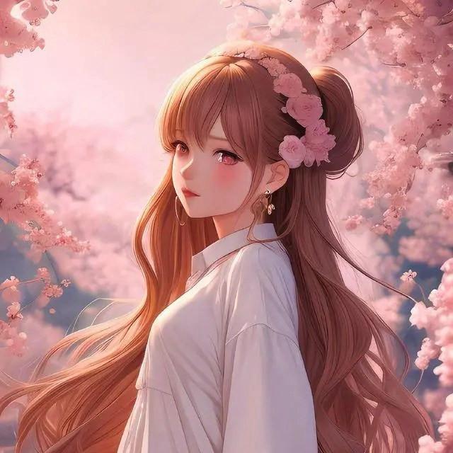 让人眼前一亮的AI绘画粉色系女生头像图片