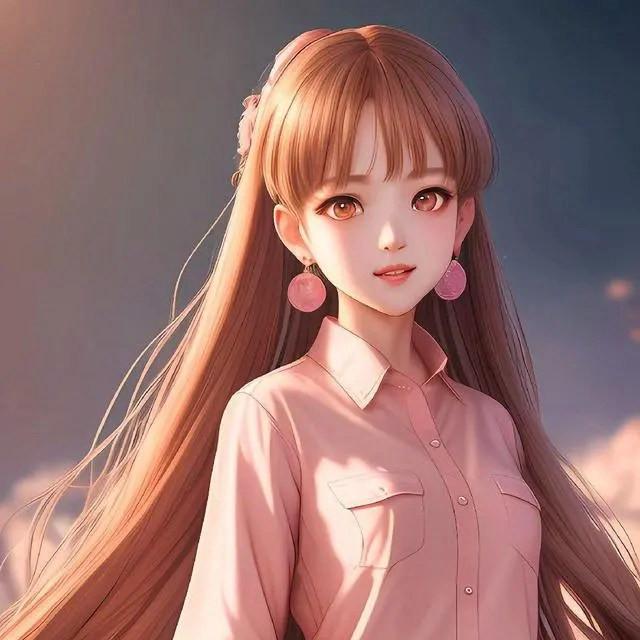让人眼前一亮的AI绘画粉色系女生头像图片