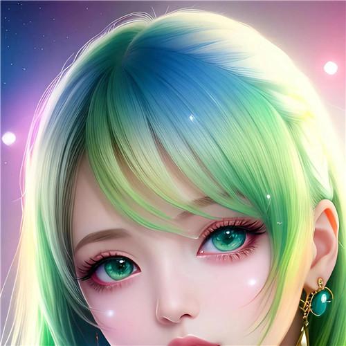 染彩色头发的超酷女生头像图片