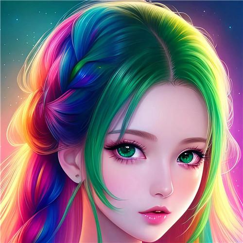 染彩色头发的超酷女生头像图片