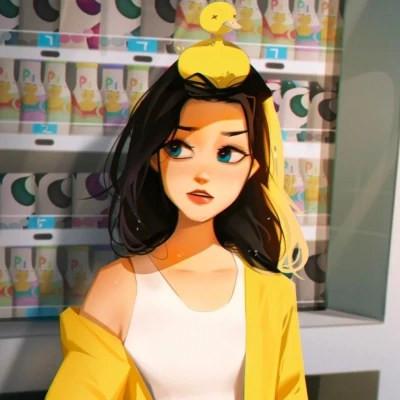 插画女生手绘图片唯美头像
