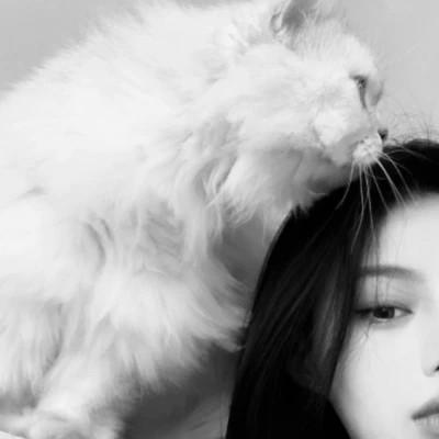 张黑白系女生抱猫头像真人图片大全