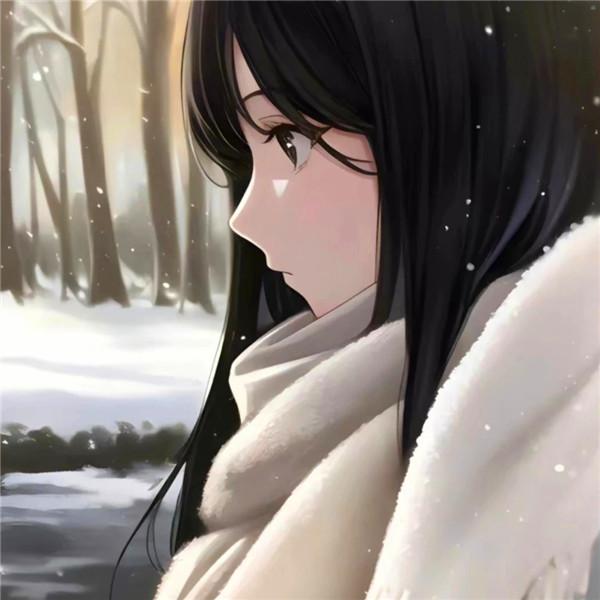 冬日氛围动漫女头 清新高清的冬日围围巾女头动漫图片